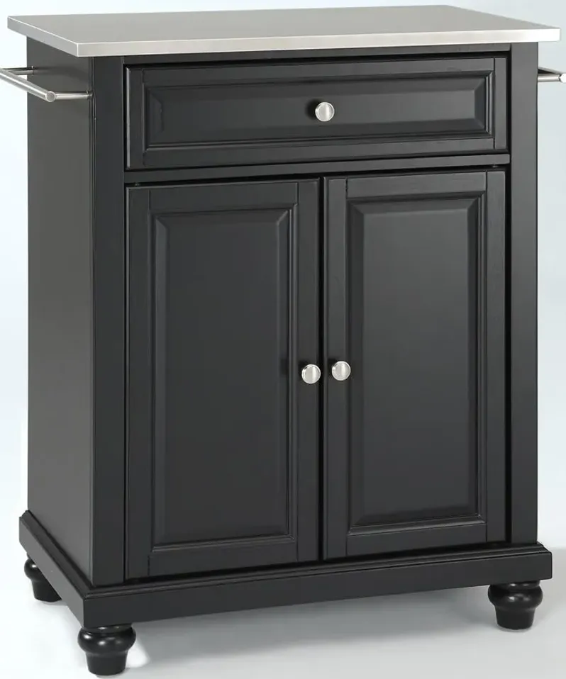 Cambridge Stainless Steel Top Portable Kitchen Island in Black