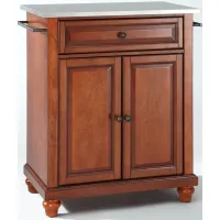 Cambridge Stainless Steel Top Portable Kitchen Island in Classic Cherry