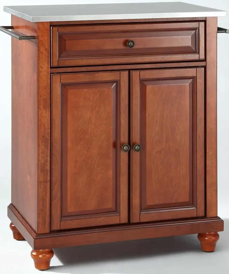 Cambridge Stainless Steel Top Portable Kitchen Island in Classic Cherry