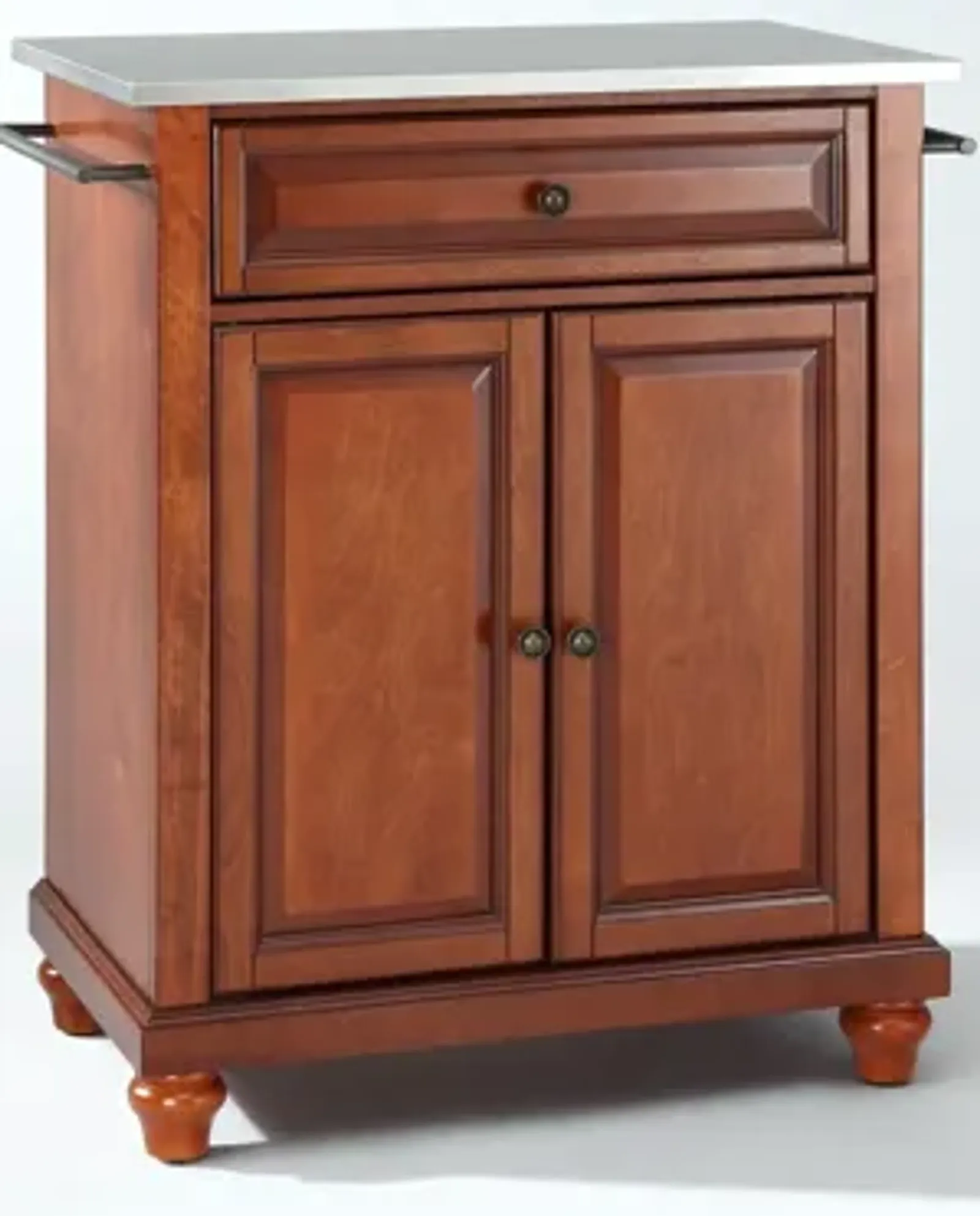 Cambridge Stainless Steel Top Portable Kitchen Island in Classic Cherry