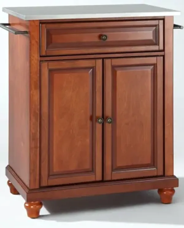 Cambridge Stainless Steel Top Portable Kitchen Island in Classic Cherry