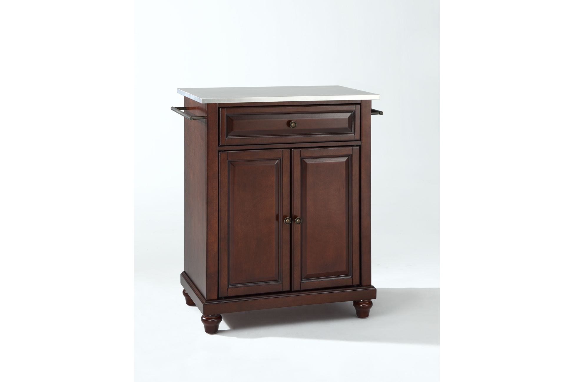 Cambridge Stainless Steel Top Portable Kitchen Island in Vintage Mahogany