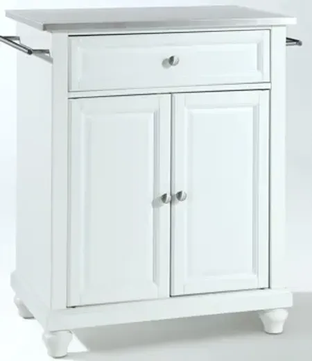 Cambridge Stainless Steel Top Portable Kitchen Island in White