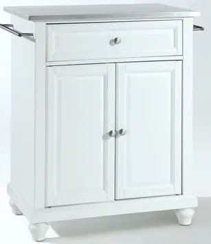 Cambridge Stainless Steel Top Portable Kitchen Island in White