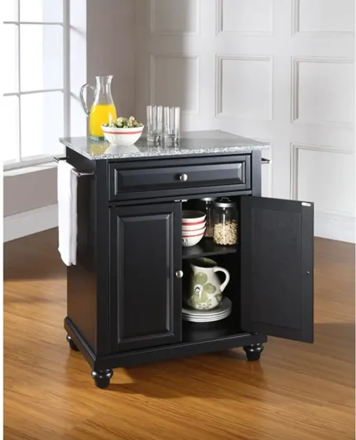 Cambridge Solid Granite Top Portable Kitchen Island in Black