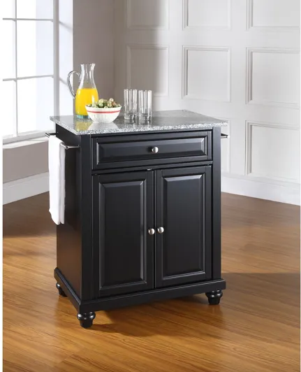 Cambridge Solid Granite Top Portable Kitchen Island in Black