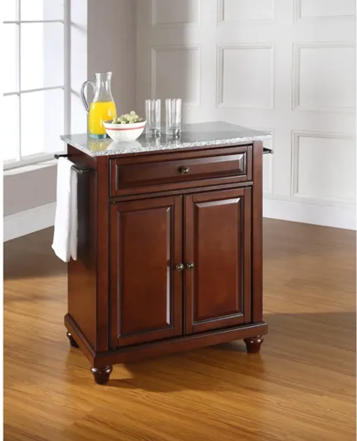 Cambridge Solid Granite Top Portable Kitchen Island in Vintage Mahogany