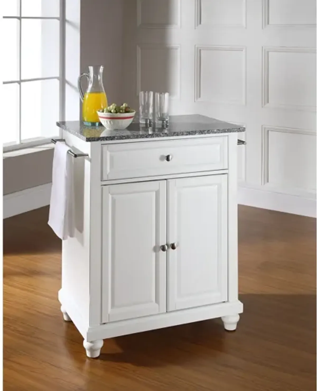 Cambridge Solid Granite Top Portable Kitchen Island in White