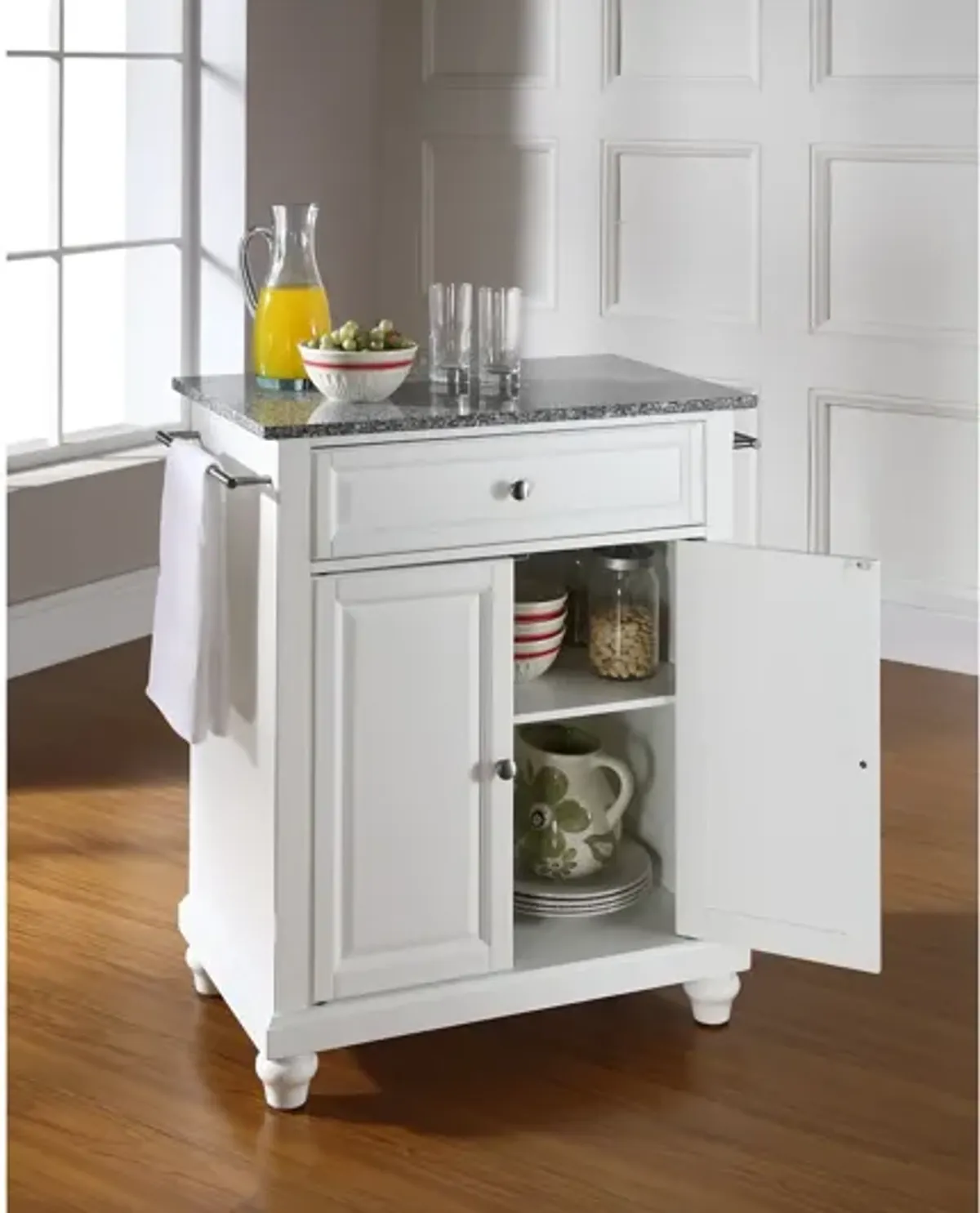 Cambridge Solid Granite Top Portable Kitchen Island in White