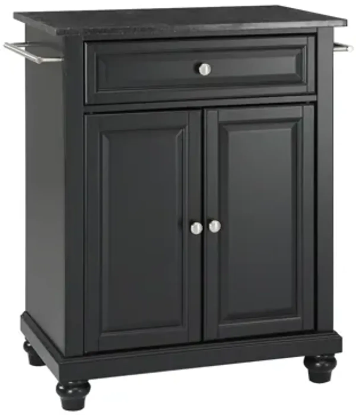 Cambridge Solid Black Granite Top Portable Kitchen Island in Black