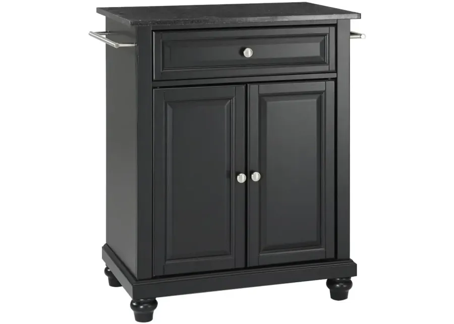 Cambridge Solid Black Granite Top Portable Kitchen Island in Black