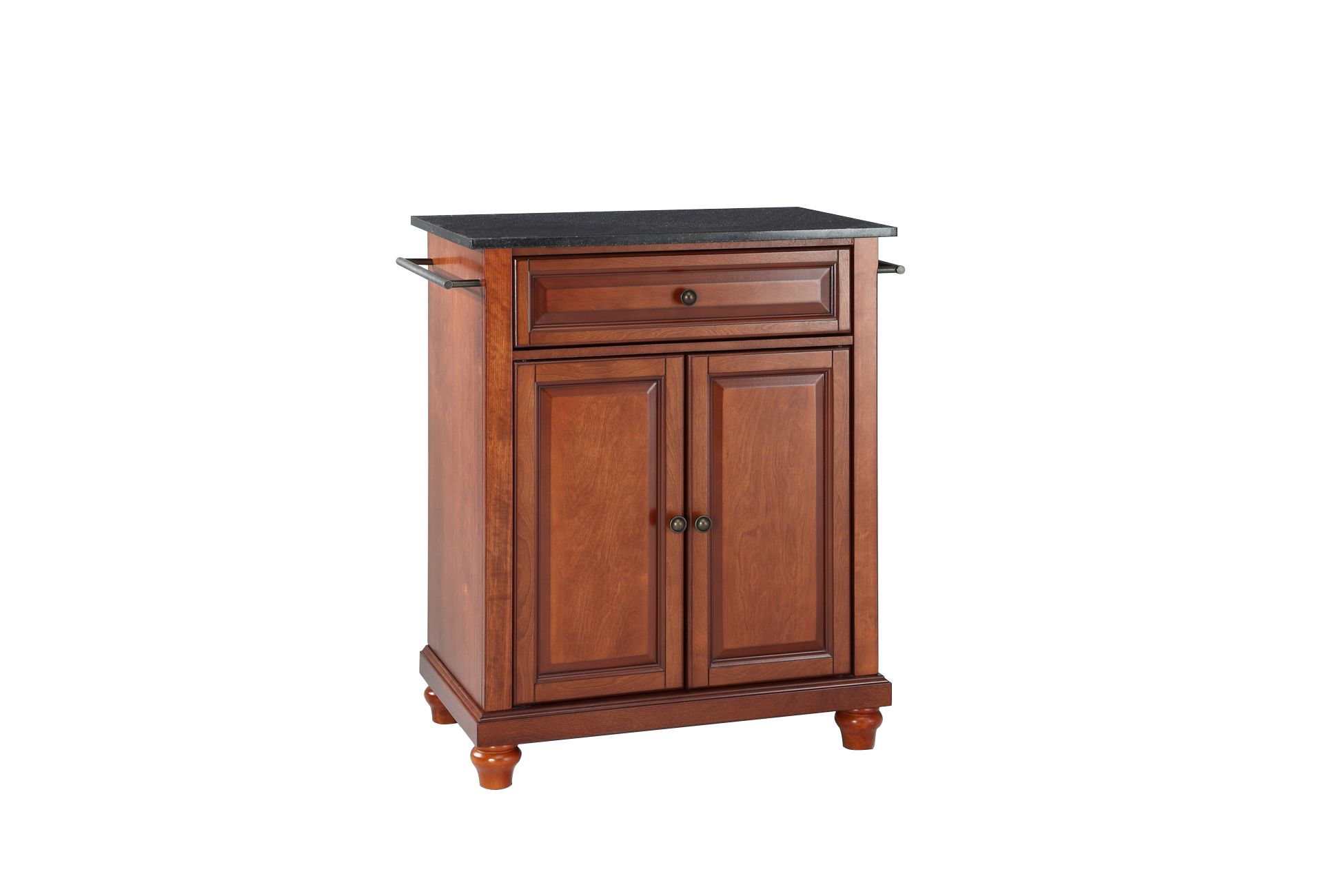 Cambridge Solid Black Granite Top Portable Kitchen Island in Classic Cherry