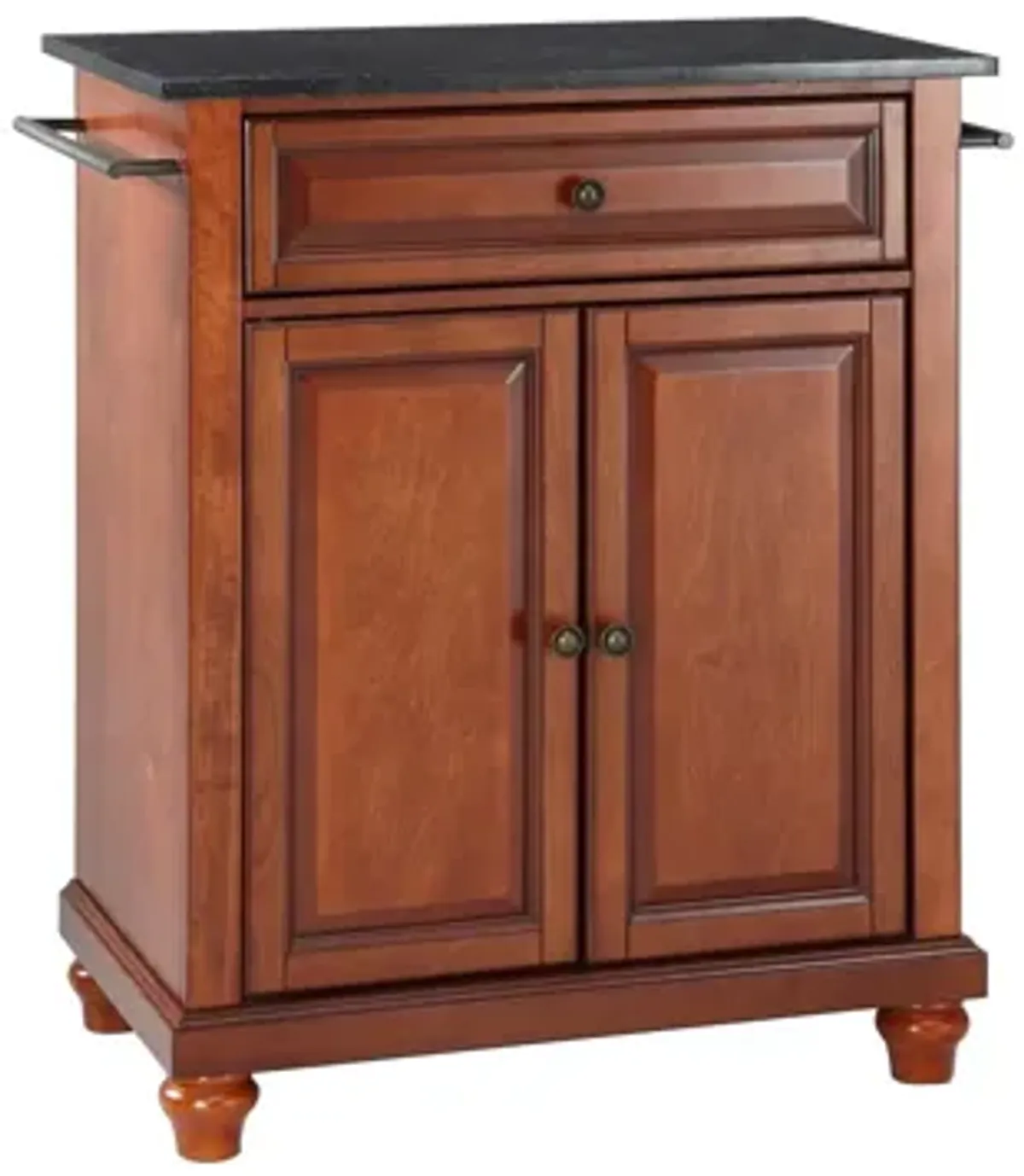 Cambridge Solid Black Granite Top Portable Kitchen Island in Classic Cherry