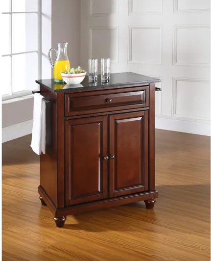 Cambridge Solid Black Granite Top Portable Kitchen Island in Vintage Mahogany