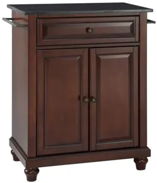 Cambridge Solid Black Granite Top Portable Kitchen Island in Vintage Mahogany