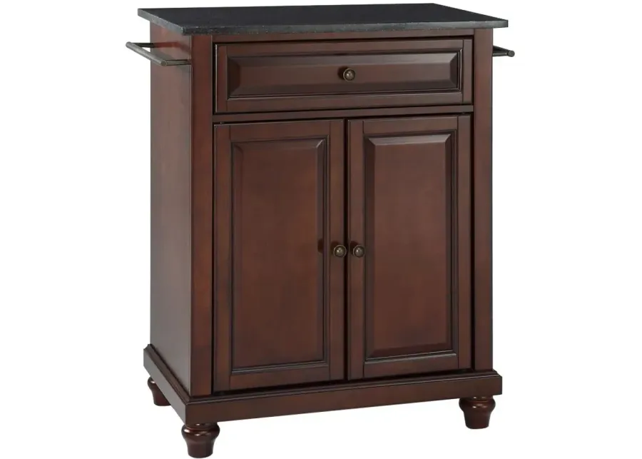 Cambridge Solid Black Granite Top Portable Kitchen Island in Vintage Mahogany