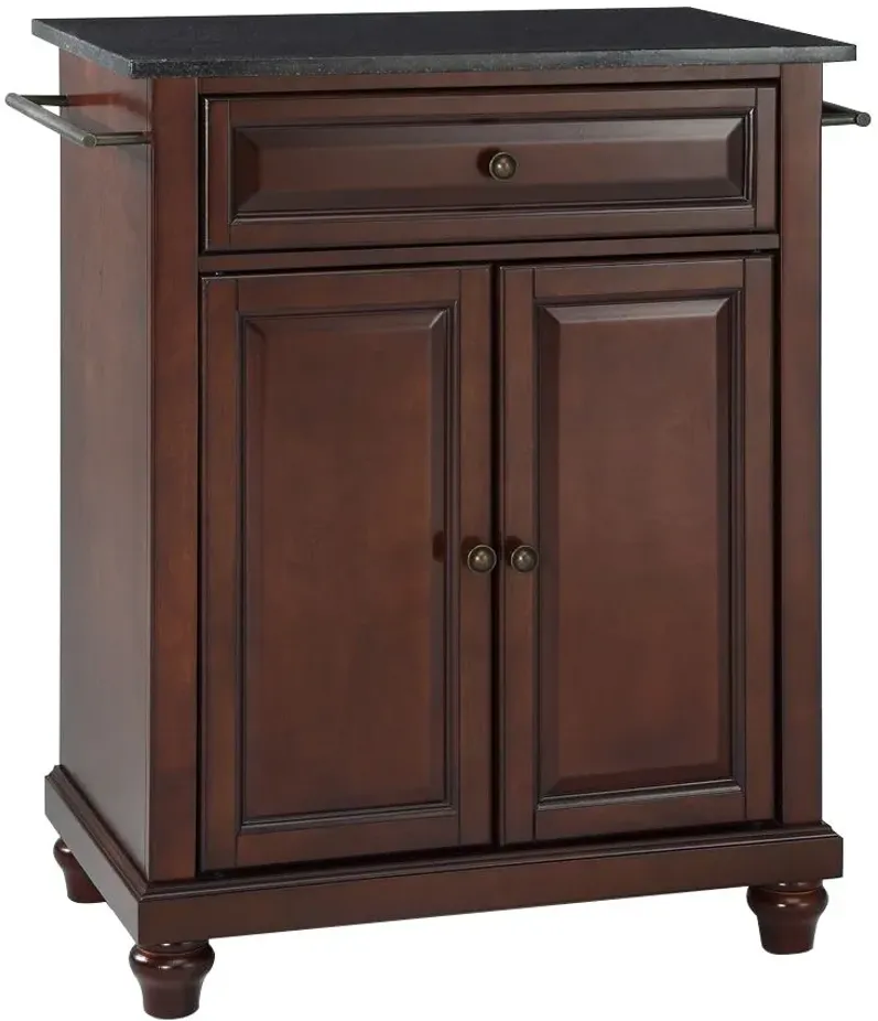 Cambridge Solid Black Granite Top Portable Kitchen Island in Vintage Mahogany