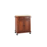 Natural Wood Top Portable Kitchen Cart/Island in Classic Cherry