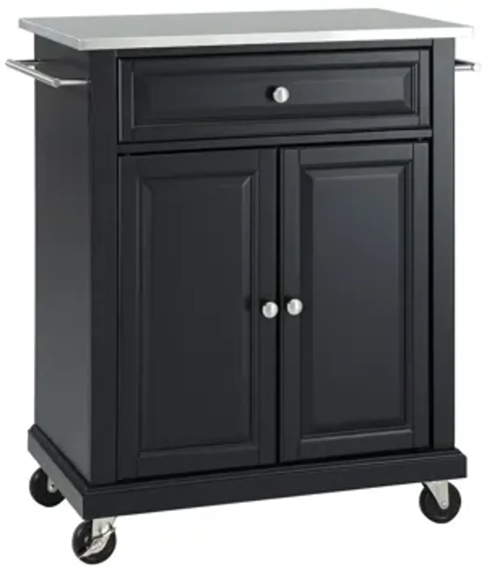 Stainless Steel Top Portable Kitchen Cart/Island in Black