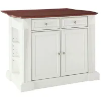Coventry Drop Leaf Breakfast Bar Top Kitchen Island in White
