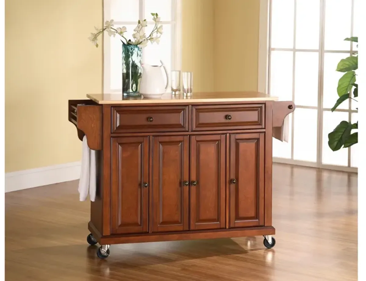 Natural Wood Top Kitchen Cart/Island in Classic Cherry