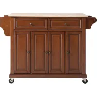 Natural Wood Top Kitchen Cart/Island in Classic Cherry