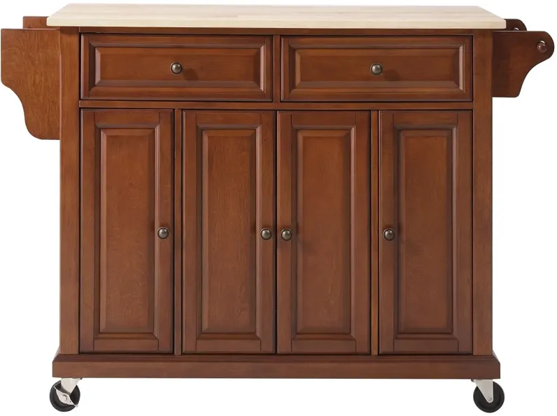 Natural Wood Top Kitchen Cart/Island in Classic Cherry