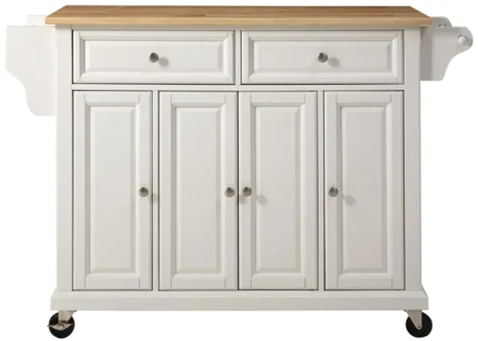 Natural Wood Top Kitchen Cart/Island in White