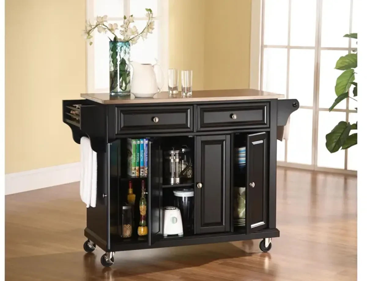 Stainless Steel Top Kitchen Cart/Island in Black