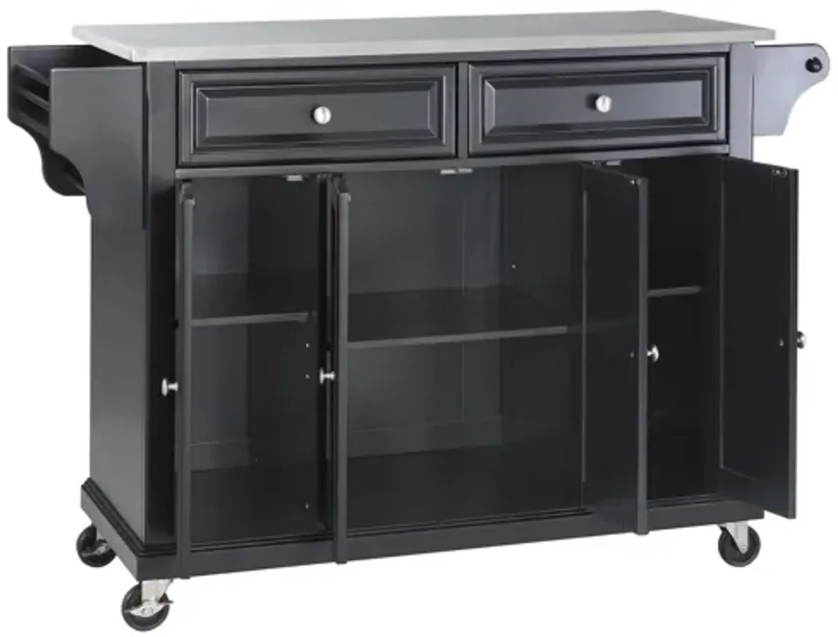 Stainless Steel Top Kitchen Cart/Island in Black