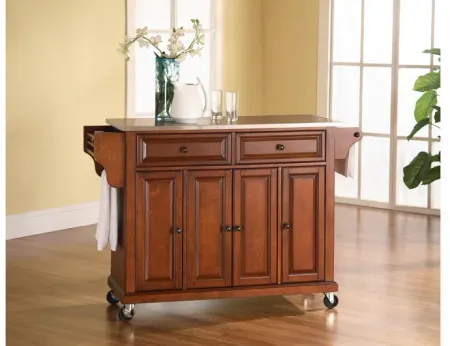 Stainless Steel Top Kitchen Cart/Island in Classic Cherry