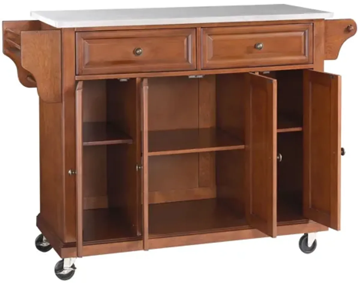 Stainless Steel Top Kitchen Cart/Island in Classic Cherry