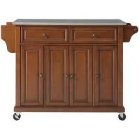 Stainless Steel Top Kitchen Cart/Island in Classic Cherry