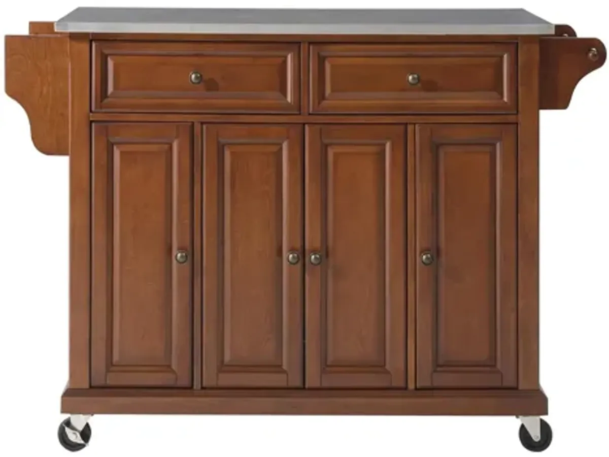 Stainless Steel Top Kitchen Cart/Island in Classic Cherry