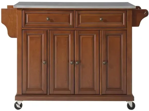 Stainless Steel Top Kitchen Cart/Island in Classic Cherry