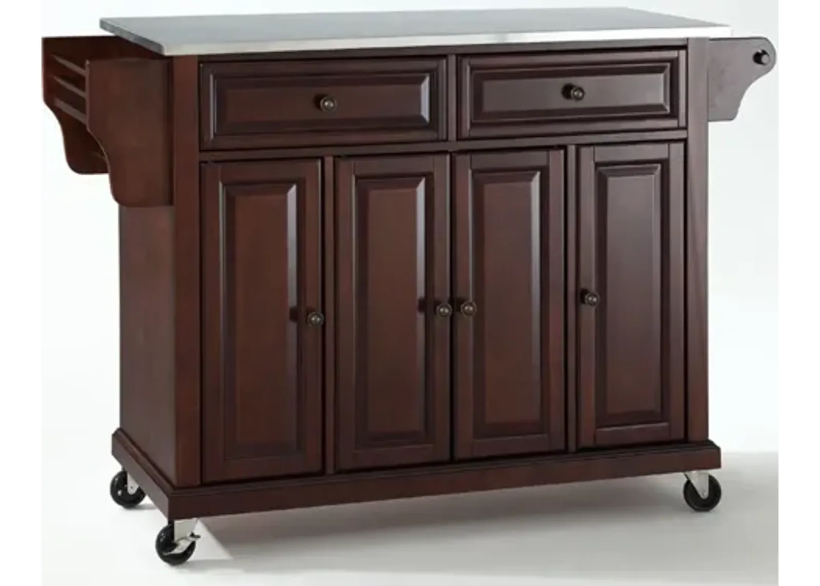 Stainless Steel Top Kitchen Cart/Island in Vintage Mahogany