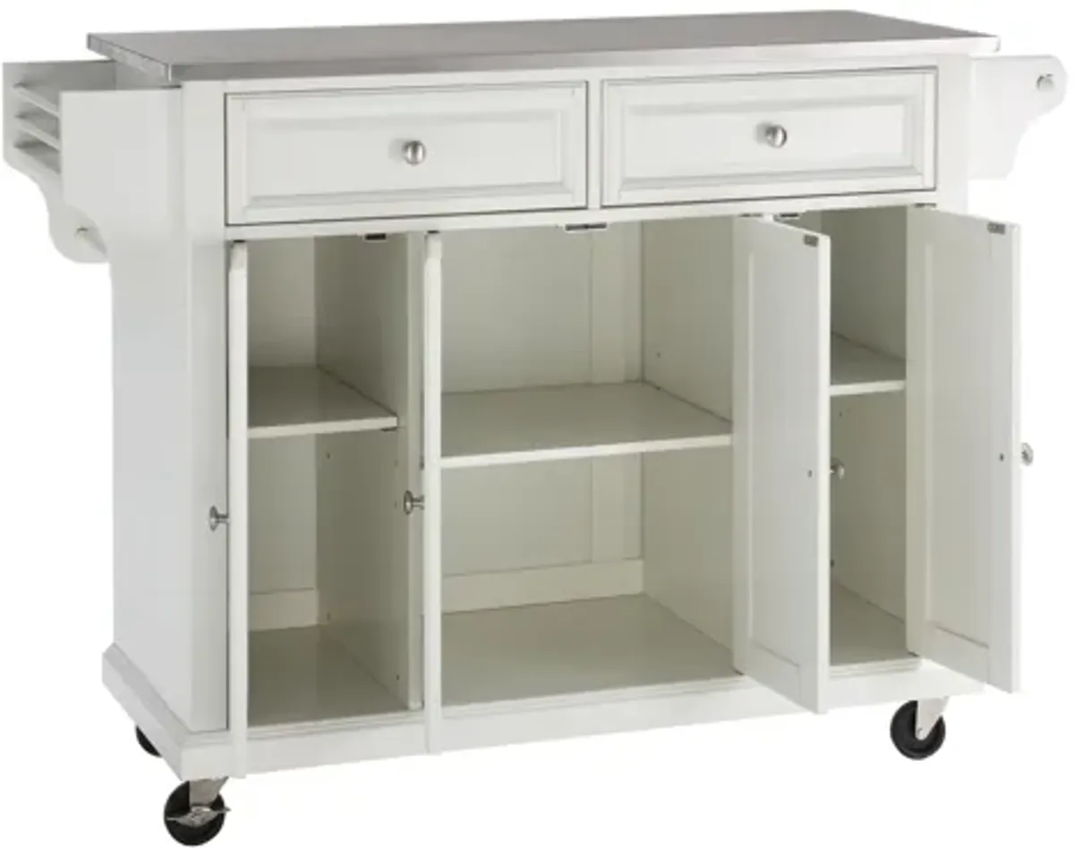 Stainless Steel Top Kitchen Cart/Island in White