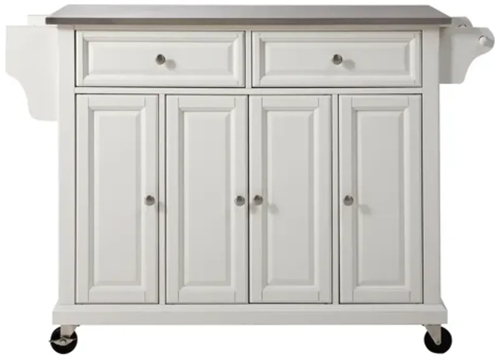 Stainless Steel Top Kitchen Cart/Island in White