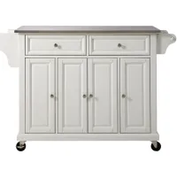 Stainless Steel Top Kitchen Cart/Island in White