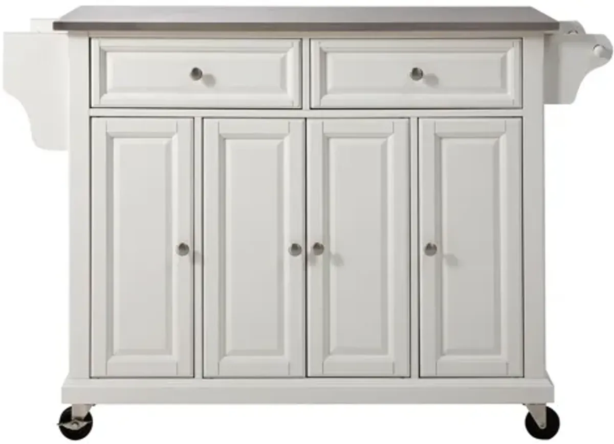 Stainless Steel Top Kitchen Cart/Island in White