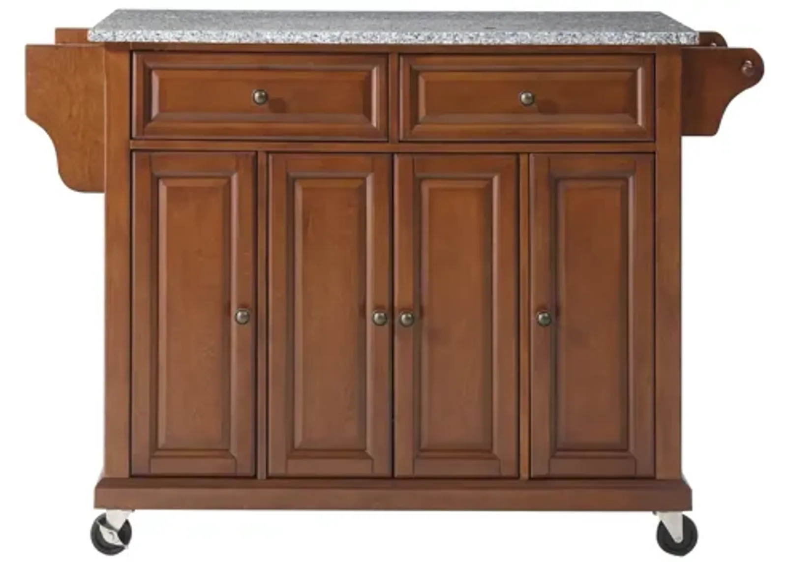 Solid Granite Top Kitchen Cart/Island in Classic Cherry