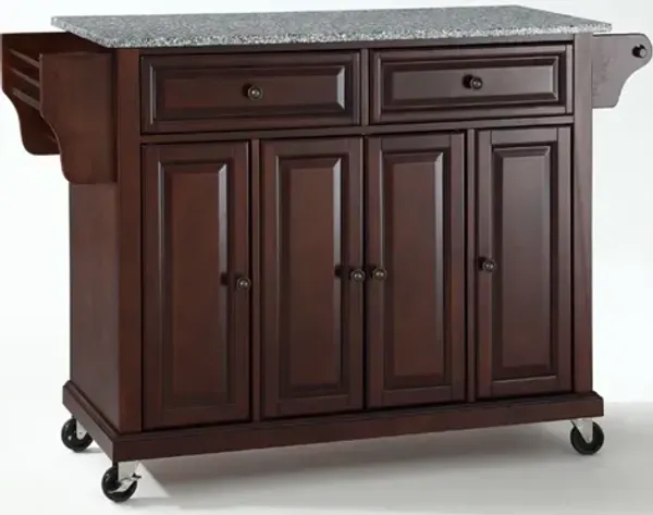 Solid Granite Top Kitchen Cart/Island in Vintage Mahogany