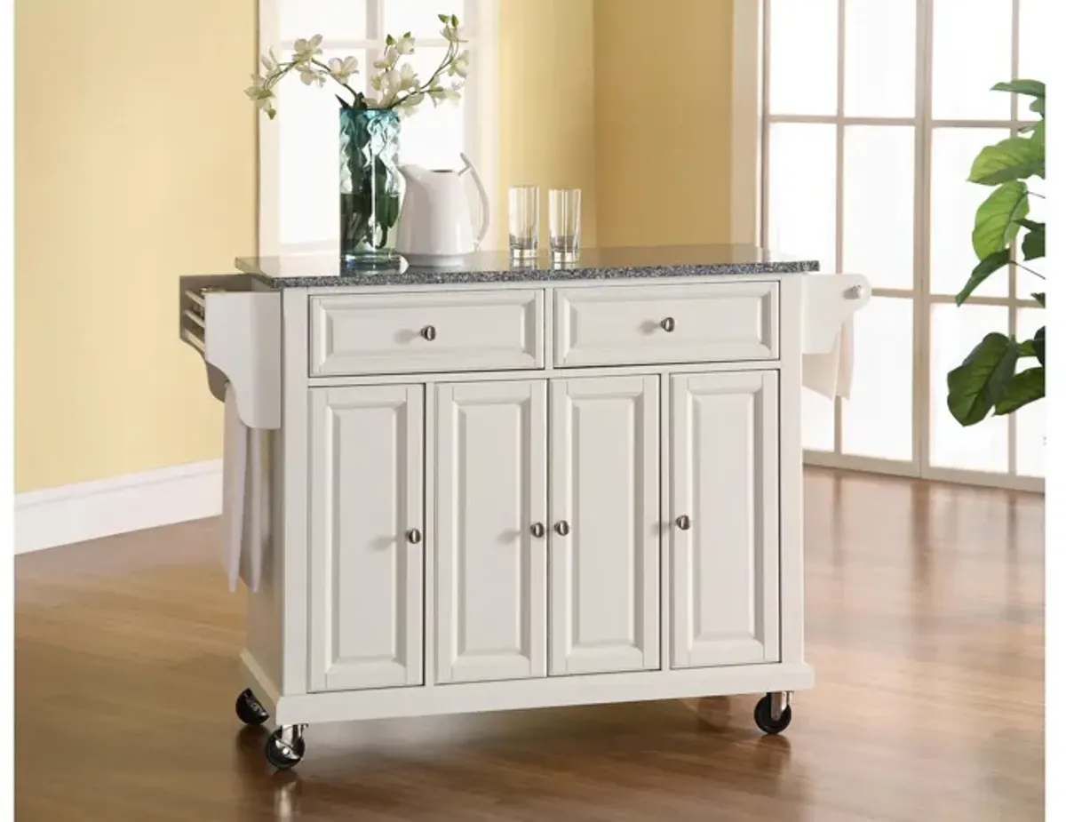 Solid Granite Top Kitchen Cart/Island in White