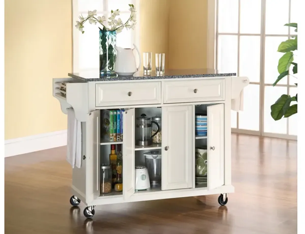 Solid Granite Top Kitchen Cart/Island in White