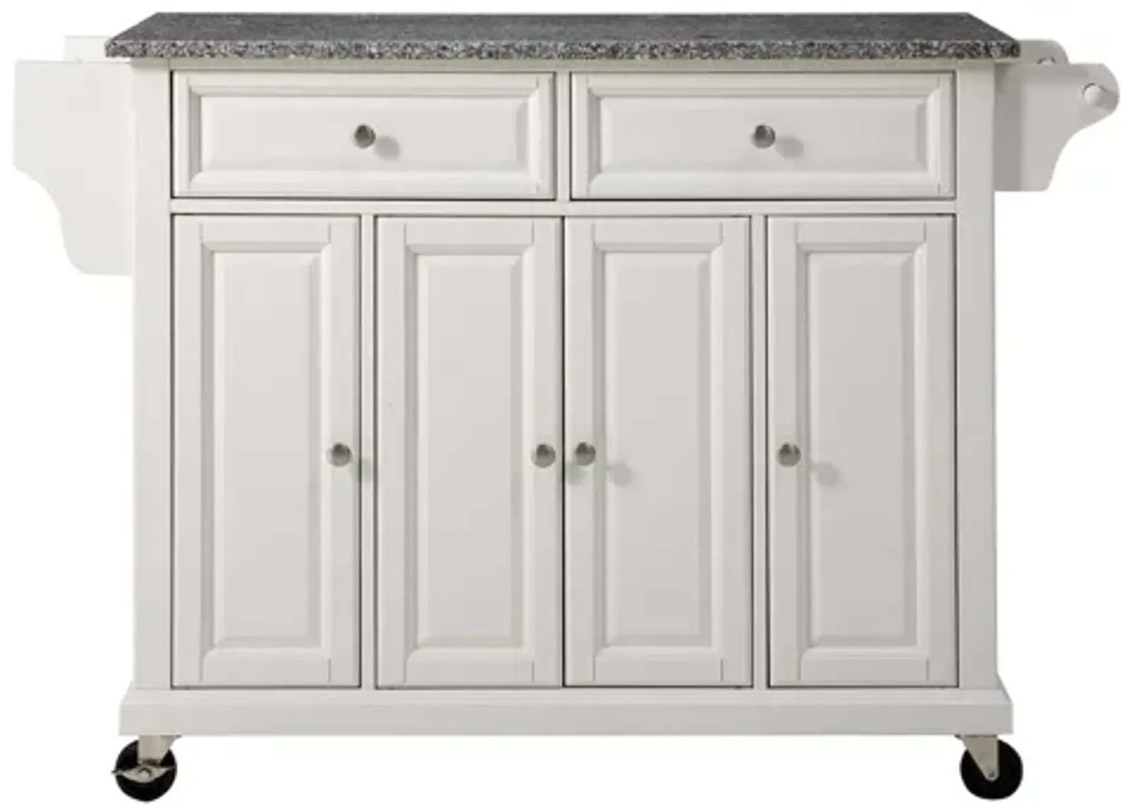 Solid Granite Top Kitchen Cart/Island in White