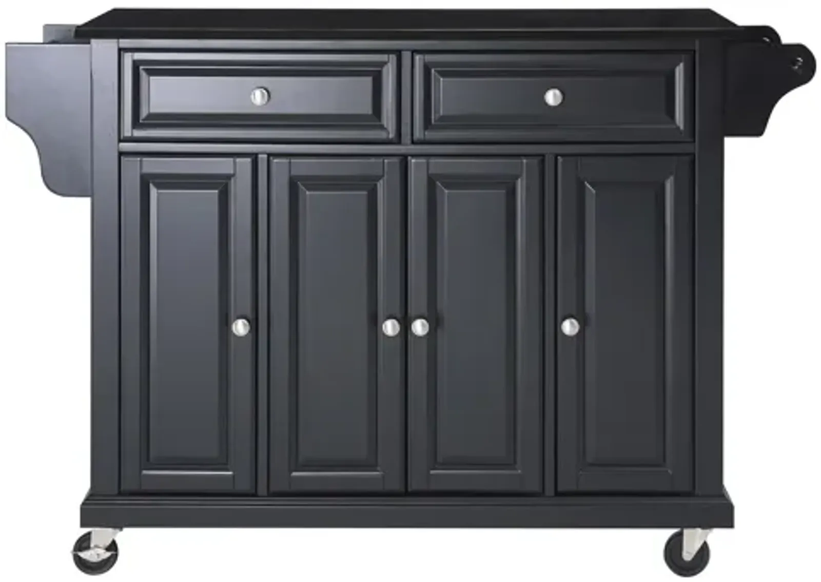 Solid Black Granite Top Kitchen Cart/Island in Black