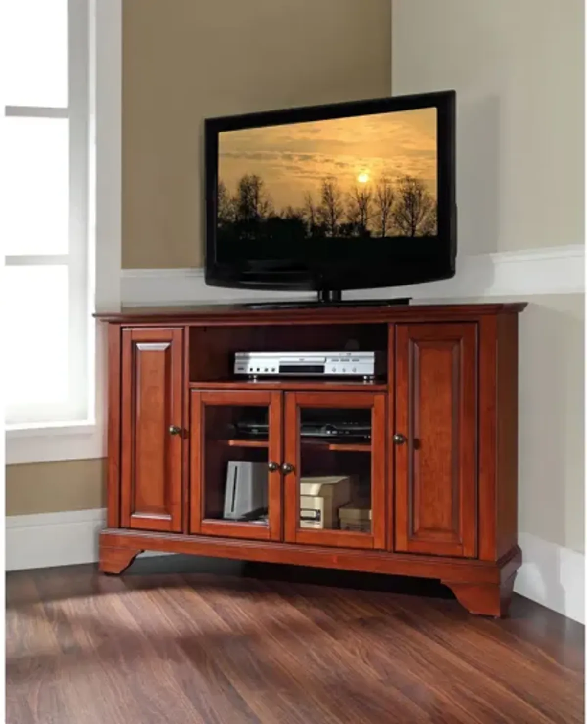 Lafayette 48" Corner TV Stand in Classic Cherry