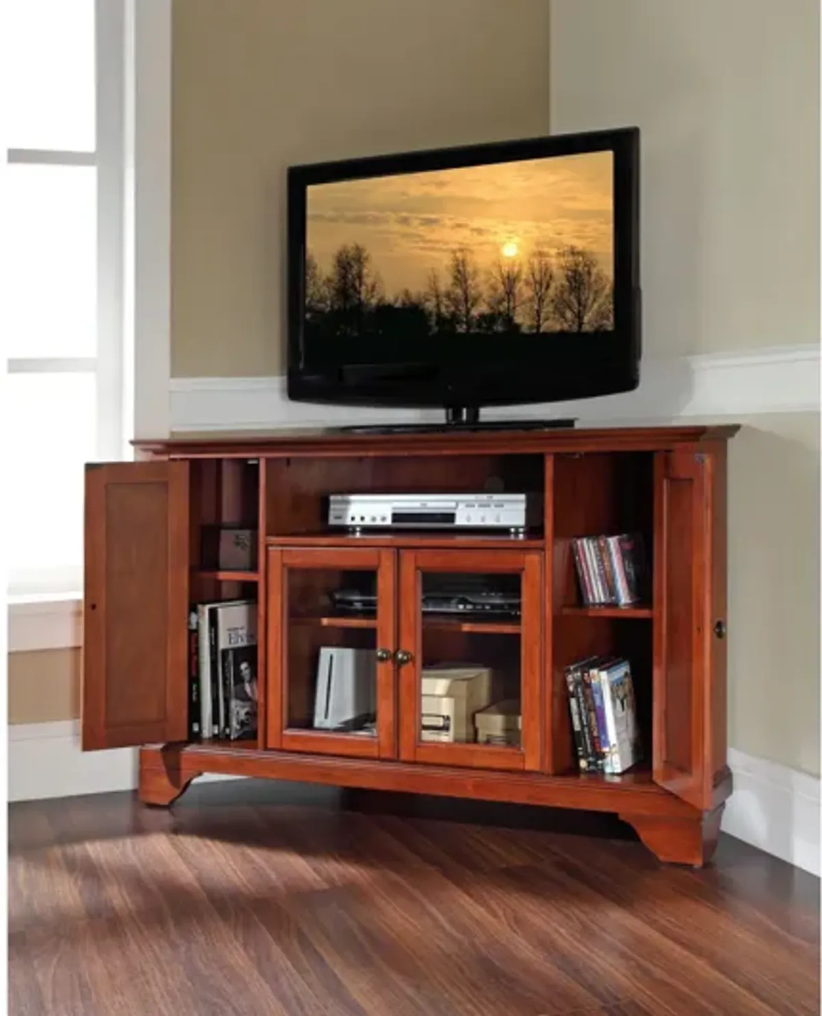 Lafayette 48" Corner TV Stand in Classic Cherry