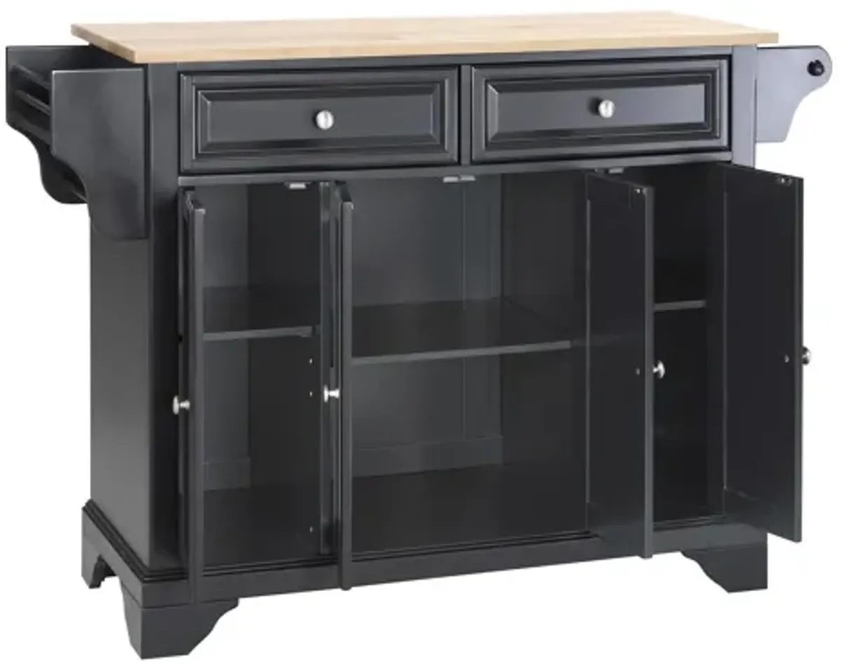 Lafayette Natural Wood Top Kitchen Island in Black