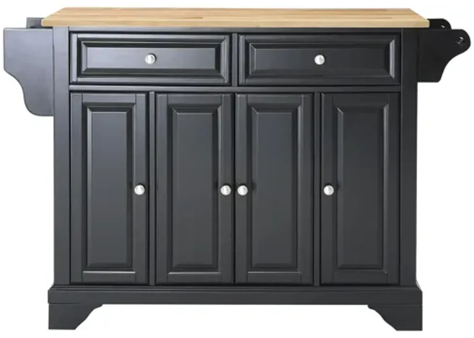 Lafayette Natural Wood Top Kitchen Island in Black